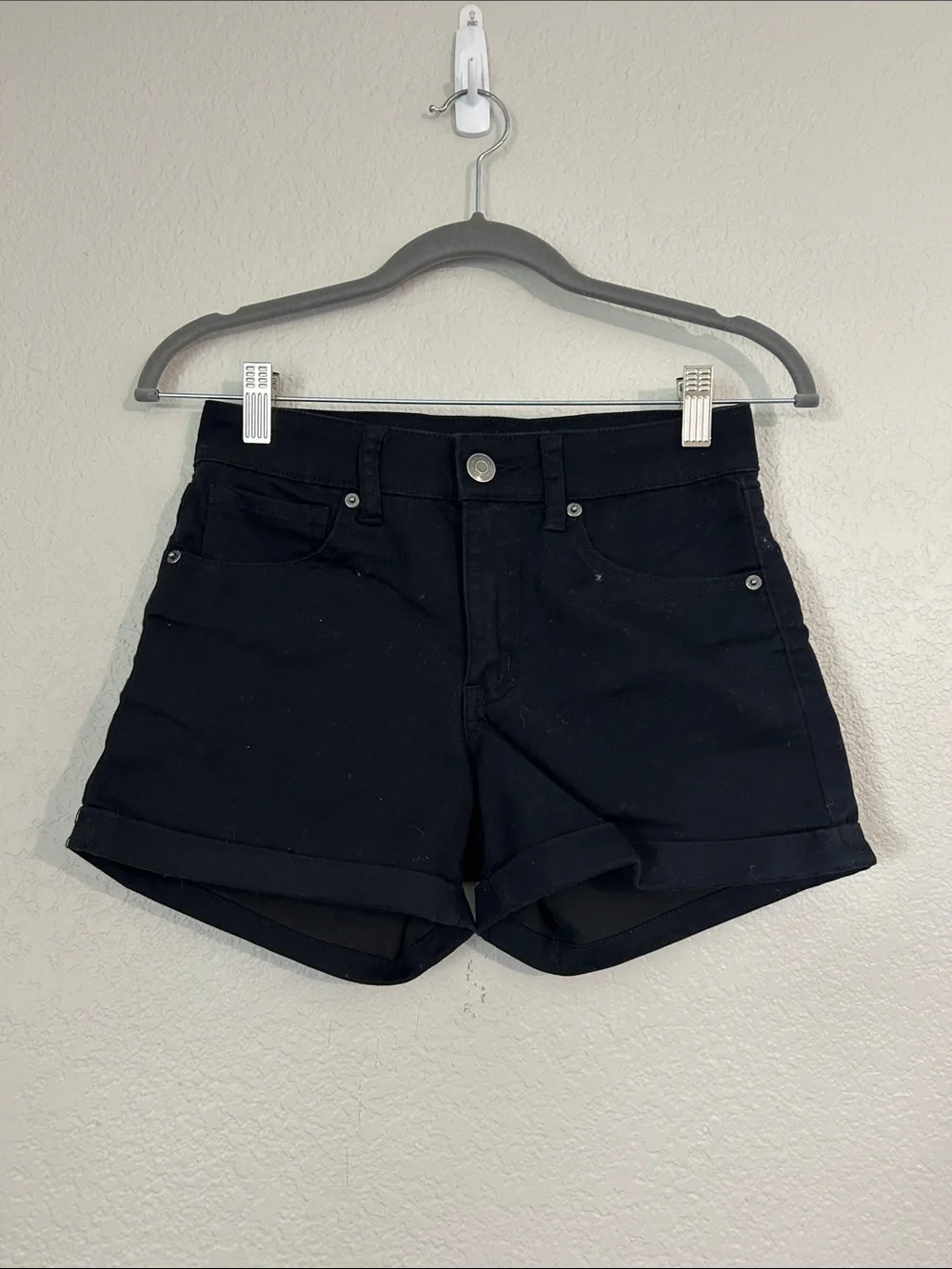 Aeropostale Black Cuffed Denim Shorts